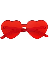 Goggle Women Rimless Sunglasses Mirror Candy Color Integrated Transparent Eyewear - Red - CP19358O0EH $14.48