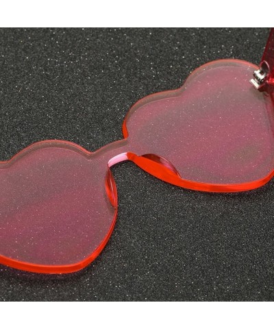 Goggle Women Rimless Sunglasses Mirror Candy Color Integrated Transparent Eyewear - Red - CP19358O0EH $14.48