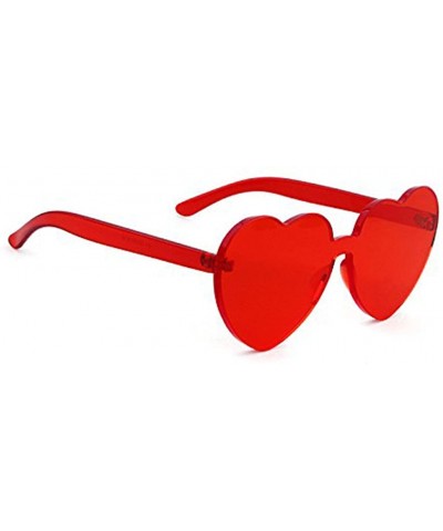 Goggle Women Rimless Sunglasses Mirror Candy Color Integrated Transparent Eyewear - Red - CP19358O0EH $14.48