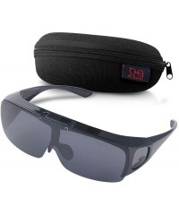 Wrap Fit Over Polarized Sunglasses Flip Up Lens for Men and Women - All Black - C91939ZUX65 $33.80