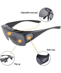 Wrap Fit Over Polarized Sunglasses Flip Up Lens for Men and Women - All Black - C91939ZUX65 $33.80