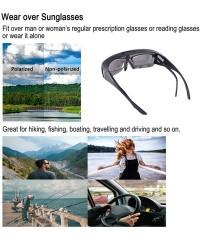 Wrap Fit Over Polarized Sunglasses Flip Up Lens for Men and Women - All Black - C91939ZUX65 $15.80