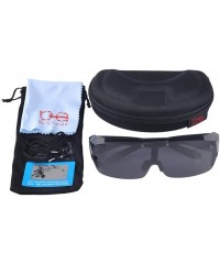 Wrap Fit Over Polarized Sunglasses Flip Up Lens for Men and Women - All Black - C91939ZUX65 $15.80