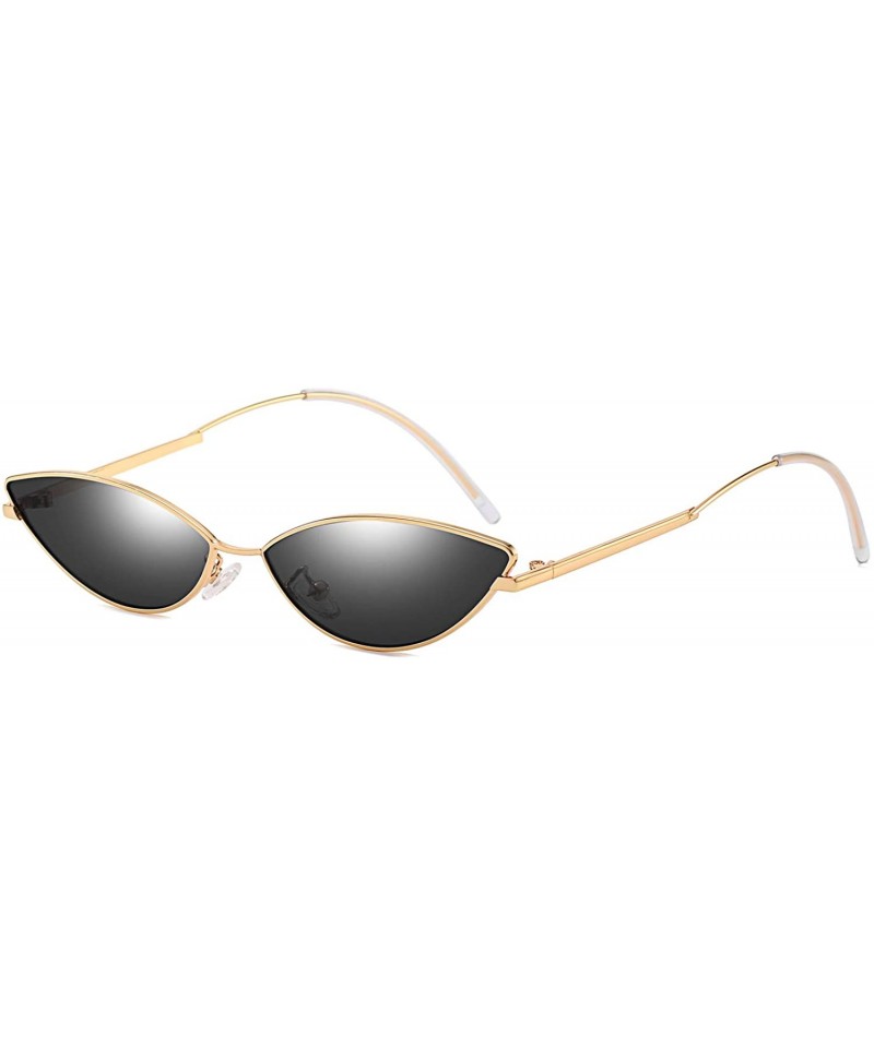 Cat Eyes Sunglasses Gold Metal Frame Vintage Retro Look