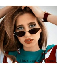 Cat Eye Vintage Slender Oval Sunglasses Small Metal Frame Candy Colors - Black Lens1/Gold Frame - C318GE6TN8H $20.93