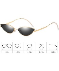 Cat Eye Vintage Slender Oval Sunglasses Small Metal Frame Candy Colors - Black Lens1/Gold Frame - C318GE6TN8H $21.50