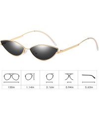 Cat Eye Vintage Slender Oval Sunglasses Small Metal Frame Candy Colors - Black Lens1/Gold Frame - C318GE6TN8H $13.86