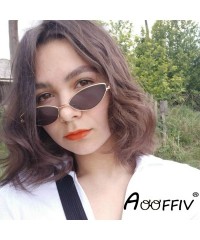 Cat Eye Vintage Slender Oval Sunglasses Small Metal Frame Candy Colors - Black Lens1/Gold Frame - C318GE6TN8H $13.86