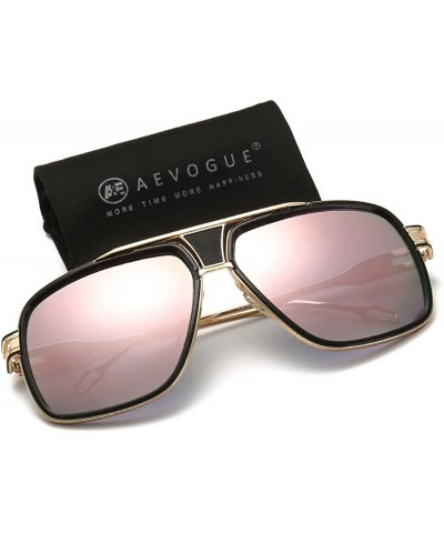 Aviator Sunglasses For Men Goggle Alloy Frame Brand Designer AE0336 - Gold&red - CQ12NEVDHF4 $23.38
