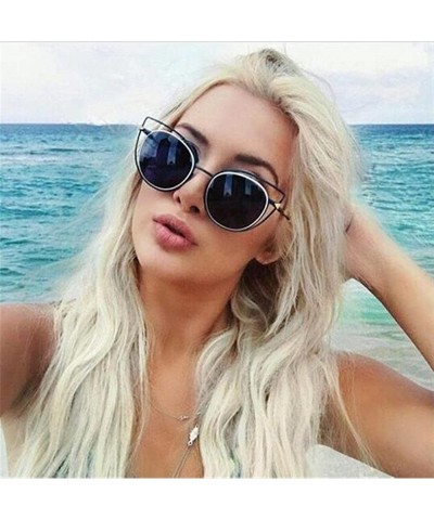 Oversized Kitty Eye Sunglasses Women Brand Designer 2017 Vintage Oversized Shades 997242Y - Silver - CX184YM5TYO $13.55