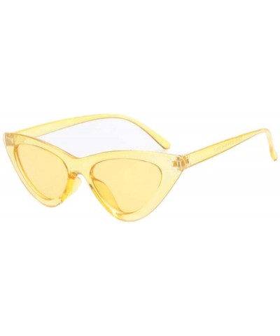 Oversized 2019 New Cute Sexy Retro Cat Eye Sunglasses Women Black White Triangle Blue - Yellow - C418YZUOIQG $12.06
