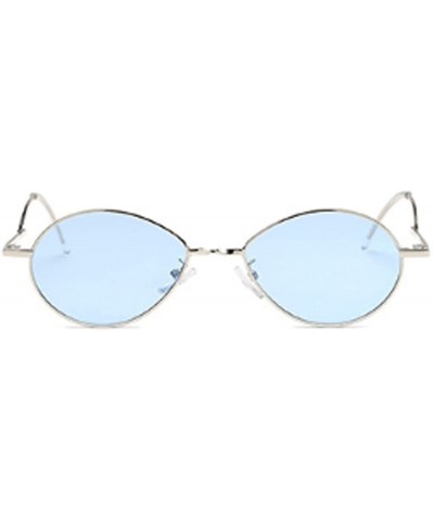 Oval Fashion Sunglasses Vintage Oval Marine Lens Female Men Sunglasses - Blue - CU18EGYW9MH $7.25