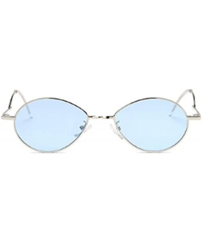 Oval Fashion Sunglasses Vintage Oval Marine Lens Female Men Sunglasses - Blue - CU18EGYW9MH $7.25