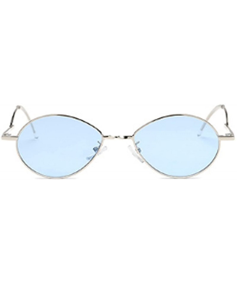 Oval Fashion Sunglasses Vintage Oval Marine Lens Female Men Sunglasses - Blue - CU18EGYW9MH $18.61
