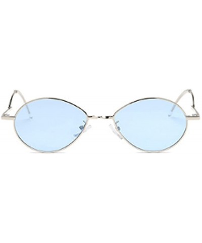 Oval Fashion Sunglasses Vintage Oval Marine Lens Female Men Sunglasses - Blue - CU18EGYW9MH $17.64