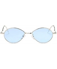 Oval Fashion Sunglasses Vintage Oval Marine Lens Female Men Sunglasses - Blue - CU18EGYW9MH $18.61