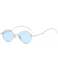 Oval Fashion Sunglasses Vintage Oval Marine Lens Female Men Sunglasses - Blue - CU18EGYW9MH $18.61