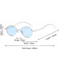 Oval Fashion Sunglasses Vintage Oval Marine Lens Female Men Sunglasses - Blue - CU18EGYW9MH $18.61