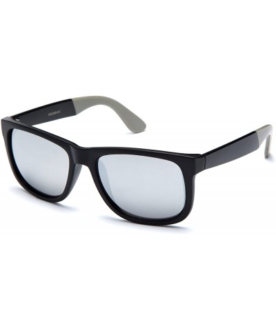Square Men's Retro Sports Light Weight Slim Cut Two Tone Temple Design Sunglasses - Grey - CJ11WLYXIXL $19.57