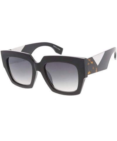 Shield Bulky Box Frame Retro Fashion Sunglasses - Black - CB18UESHLXE $24.31