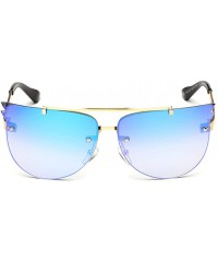 Rectangular Rimless Cateye Sunglassess Nice Compliment For Lady New Sunglasses - Gold/Biue - CV126NIUC11 $33.57