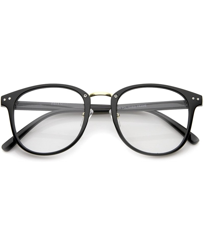 Wayfarer Classic Metal Nose Bridge Clear Lens Square Horn Rimmed Glasses 52mm - Black-gold / Clear - CK12LZRV8AN $21.01