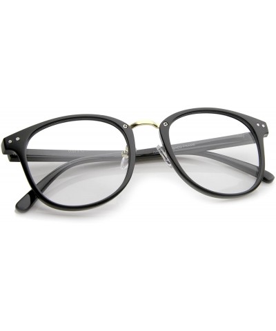 Wayfarer Classic Metal Nose Bridge Clear Lens Square Horn Rimmed Glasses 52mm - Black-gold / Clear - CK12LZRV8AN $21.01