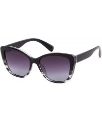 Square Vintage Square Women Sunglasses Cat Eye Design Frame Clear Polarized Lens - Stripe Frame Grey Lens - CS198RCEC43 $22.31