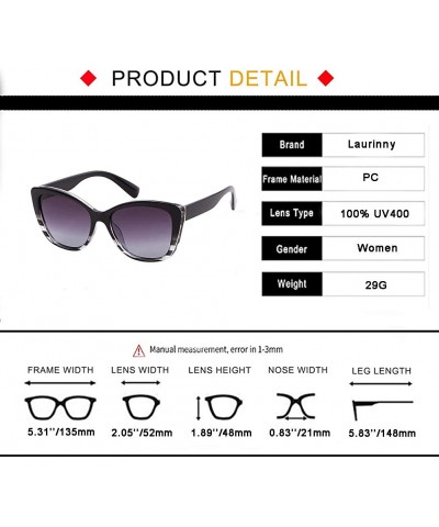 Square Vintage Square Women Sunglasses Cat Eye Design Frame Clear Polarized Lens - Stripe Frame Grey Lens - CS198RCEC43 $22.31