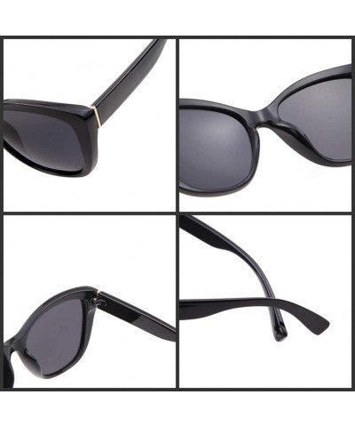 Square Vintage Square Women Sunglasses Cat Eye Design Frame Clear Polarized Lens - Stripe Frame Grey Lens - CS198RCEC43 $22.31