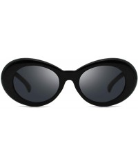 Sport Oversized Colorful One Piece Square Sunglasses Flat Gradient Transparent Lenses Party Sun Glasses - Oval Black - CP18S9...