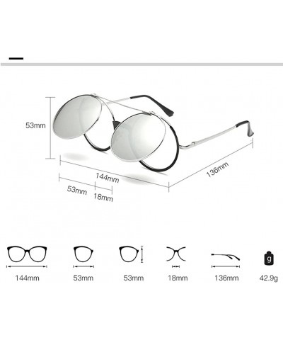 Round Retro Flip Up Round Steampunk Sunglasses Circle Lens Metal Frame - C2 - CW1807CQSX8 $18.83