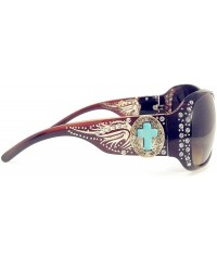 Oval Women's Sunglasses With Bling Rhinestone UV 400 PC Lens in Multi Concho - Agate Cross Wing Brown - CN18WTN422I $35.47
