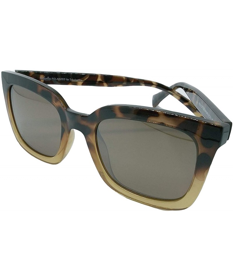 Rectangular Rafaella Women's Polarized Sunglasses RS02 Tortoise Fade/Brown Mirror - CZ199Q69K3U $85.79