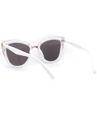 Cat Eye Womens Color Mirror Mirrored Lens Oversize Cat Eye Sunglasses - White Teal - CJ12C4VMIK9 $11.25