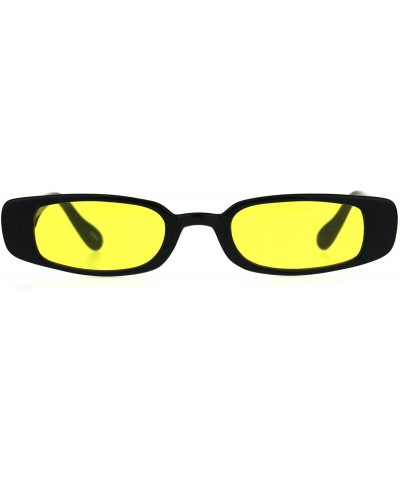 Rectangular Womens Mod Narrow Rectangular Pimp Color Lens Plastic Sunglasses - Yellow - C6180K7QYMW $17.69