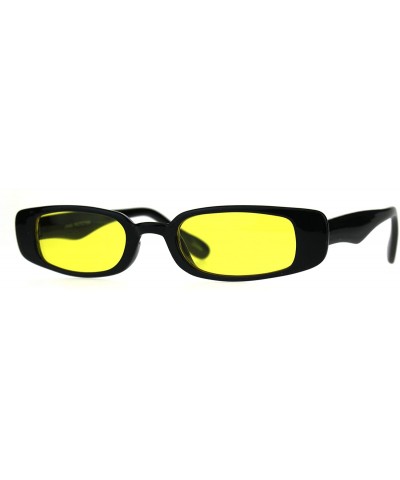 Rectangular Womens Mod Narrow Rectangular Pimp Color Lens Plastic Sunglasses - Yellow - C6180K7QYMW $7.27