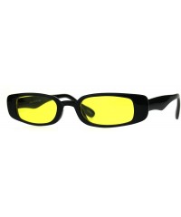 Rectangular Womens Mod Narrow Rectangular Pimp Color Lens Plastic Sunglasses - Yellow - C6180K7QYMW $7.27