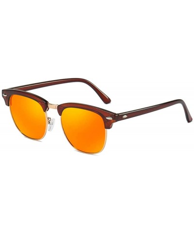 Semi-rimless Vintage Polarized Sunglasses for Men Women Classic Retro UV400 Protection Designer Style Sun Glasses - F - CE197...