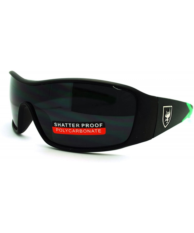 Oval Men's Lite Weight Sports Sunglasses Oval Rectangular Wrap - Black Green - CC11N870F95 $18.08