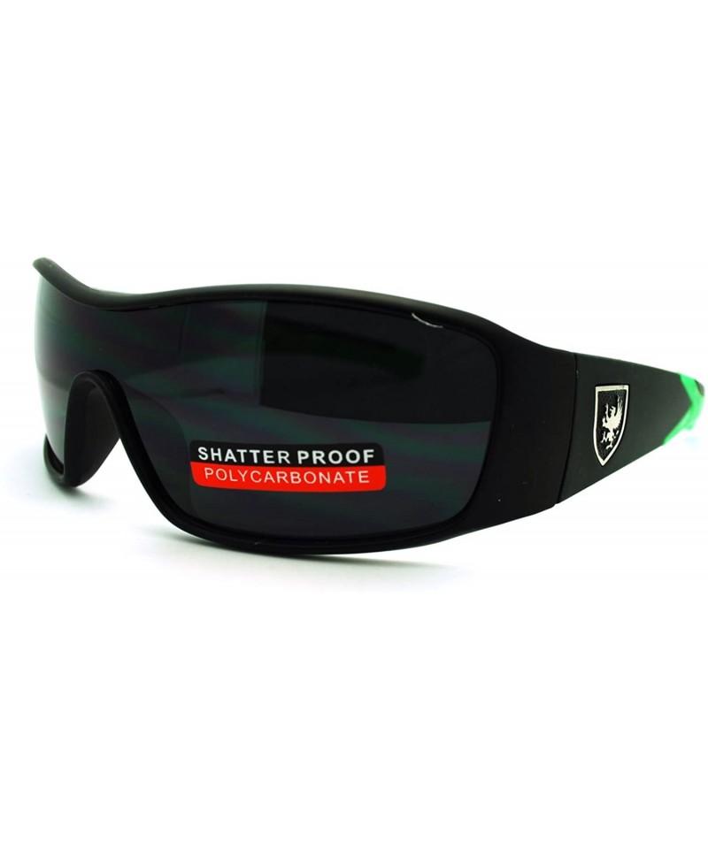 Oval Men's Lite Weight Sports Sunglasses Oval Rectangular Wrap - Black Green - CC11N870F95 $8.79