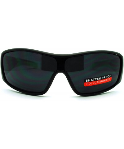 Oval Men's Lite Weight Sports Sunglasses Oval Rectangular Wrap - Black Green - CC11N870F95 $8.79