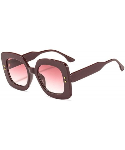 Goggle 2019 New Square Big Frame Women Sunglasses Men Retro Ladies Big Frame Goggle Female Sunglasses - Wine Red - C218Y8EMSQ...