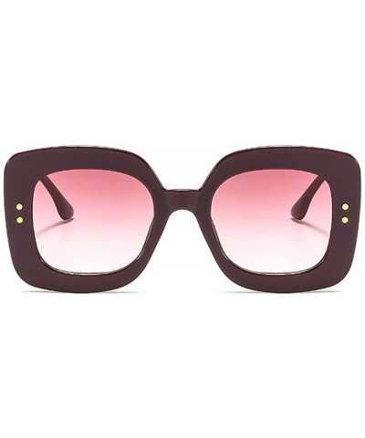 Goggle 2019 New Square Big Frame Women Sunglasses Men Retro Ladies Big Frame Goggle Female Sunglasses - Wine Red - C218Y8EMSQ...