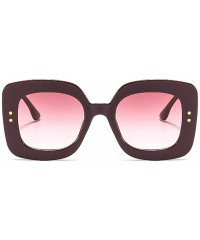 Goggle 2019 New Square Big Frame Women Sunglasses Men Retro Ladies Big Frame Goggle Female Sunglasses - Wine Red - C218Y8EMSQ...