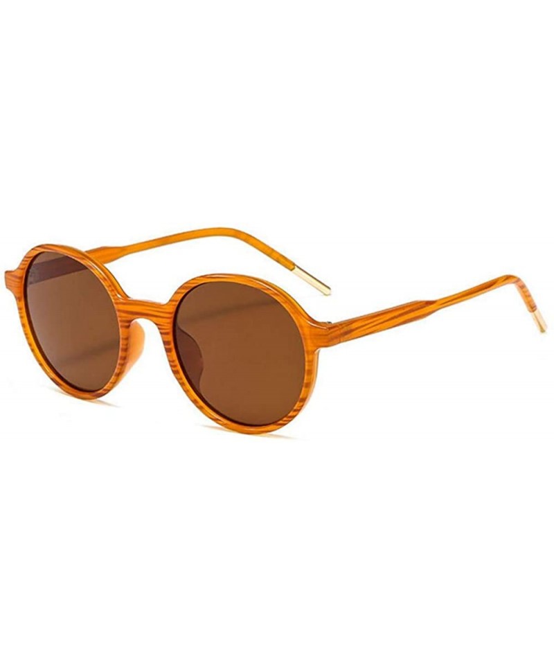 Round Women Fashion Eyewear Round Beach 21SUNglasses with Case UV400 Protection - Orange Strip Frame/Brown Lens - CN18WLS34G8...