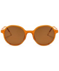 Round Women Fashion Eyewear Round Beach 21SUNglasses with Case UV400 Protection - Orange Strip Frame/Brown Lens - CN18WLS34G8...