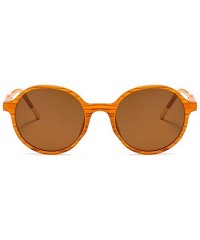 Round Women Fashion Eyewear Round Beach 21SUNglasses with Case UV400 Protection - Orange Strip Frame/Brown Lens - CN18WLS34G8...