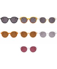 Round Women Fashion Eyewear Round Beach 21SUNglasses with Case UV400 Protection - Orange Strip Frame/Brown Lens - CN18WLS34G8...