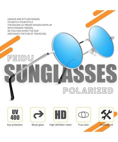 Round Retro Polarized Round Sunglasses for Men Vintage Sunglasses Women FD3013 - Blue - C018IR28H0S $20.63
